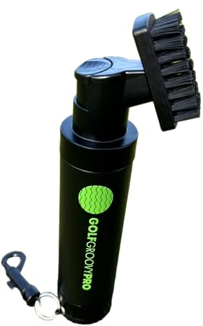 GOLF GROOVY PRO 2024 Updated Strong Durable Premium Golf Club Cleaner Groove Cleaning Brush, Water Spraying, Portable Cleaner Tool, Golf Gift, Bag Accessory, Water Dispenser, Black