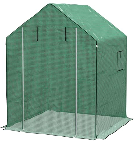 Outsunny Bâche de Remplacement pour Serre de Jardin 140 x 143 x 190 cm Film de Remplacement pour Serre avec fenêtre et Porte à Fermeture éclair Anti-UV Protection des Plantes pour Le Jardin Vert