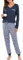 Vlazom Pyjama Femme Hiver Ensembles de Pyjama à Manche Longue Col en V Vêtements de Nuit à Carreaux Chaud Long，A-Navy，S