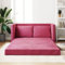 Willood Bodensofa mit Schlaffunktion, Klappbar Bodenbett Sofa Schlafsofa Schlafsessel mit Metallgestell, Klappsofa Sofabett für Wohnzimmer Schlafzimmer, Weinrot 122x204x55 cm Samt