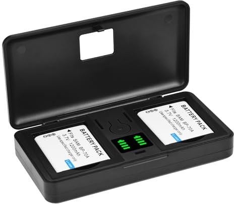 CITYORK EA-BP70A Camera Replacement Battery 2-Pack with Dual Battery Multi-Functional Charger Case for Samsung BP-70A ES73 ES74 PL80 PL100 Camera