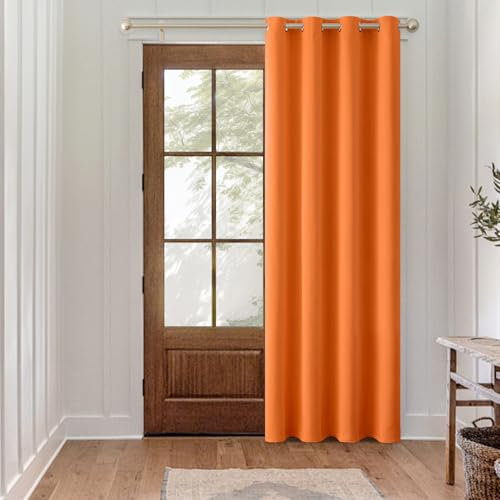 MIULEE Verdunklungsvorhang Orange Blickdichte Vorhänge mit Ösen 1 Stück H 200 x B 140 cm Tür Gardinen Abdunkelnde Wohnzimmer Schlafzimmer Blackout Curtain