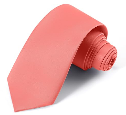 UETLRO Schwarze Krawatten für Herren, einfarbig, einfarbig, formelle Krawatte, 8 cm, Geschenkbox, Koralle, Medium