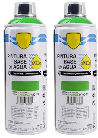 various - Pintura Spray Base Agua 400ml,Ecológica y Sin Olor,Para Muebles,Metal,Plástico y Madera,Colores Duraderos,Cobertura Uniforme - Verde Guacamole,2 unidad