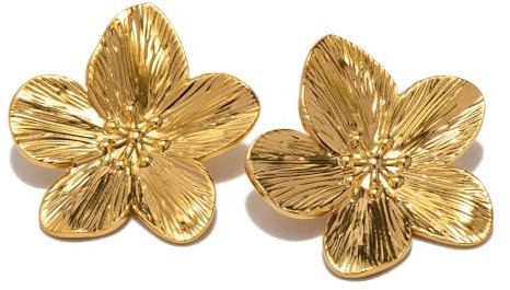 XFSRG Gold Ohrstecker Kirschblüten-Ohrringe für Damen Statement-Ohrringe Boho Blume Blütenblatt Tropfen Ohrringe Vintage Ohrringe Mädchen Schmuck Für Frauen (Gold)