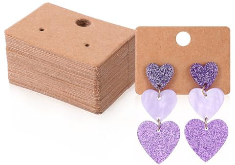 TIESOME 200 Stück Ohrringe Displaykarten, 4.5 * 3.2cm Kraftpapier Ohrringe Karten Ohrring Aufbewahrung Schmuck Display Ohrstecker Aufbewahrung Hängen Ohrringkarten für DIY Ohrstecker und Ohrringe