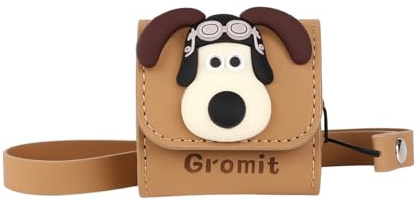LEWOTE Kompatibel mit Apple Airpods 4 Case schützende lustige Nette Slim Candy Cartoon Leather Cover Abdeckung mit Schlüsselbund (Black Cap Dog)