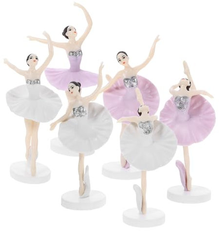 1 Satz Tanz Ballett Mädchen Ballerina- -topper Feenkuchendeckel Birthday Cake Decoration Cake Decorating Set Plastische Mikrolandschaft Kuchendeckel 6st