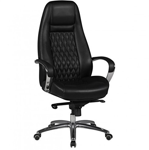 KADIMA DESIGN Bürostuhl Austin Echt-Leder Schwarz Schreibtischstuhl 120KG Chefsessel hohe Rückenlehne mit Kopfstütze X-XL