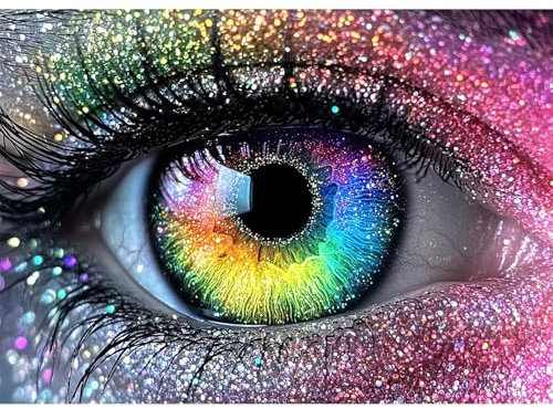 MEIYUDA Diamond Painting Erwachsene Diamant Bilder Buntes Auge, 5D DIY Diamant Painting Bilder Diamond Painting Set, Bastelset Erwachsene Kinder Malerei für Home Wand Décor 40x30cm