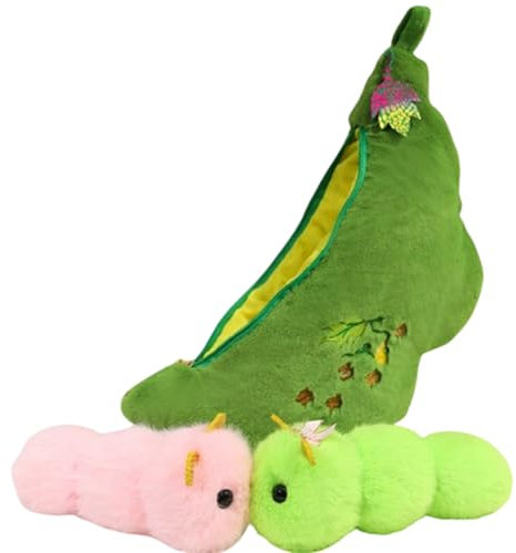 AQCQDQ Erbsenschote Plüschtier, Süßes Erbsenschote Kuscheltier, zum Spielen und Kuscheln, Erbsen-PlüSchpuppe, Dekorative Süße Plüscherbse mit Reißverschluss für das Zimmer (28 cm,A)