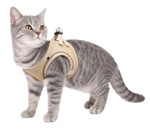 katzengeschirr - Step&Go Berta beige S - 24-29 cm / 31-35 cm - Nylon mit atmungsaktivem mesh und reflektierenden Streifen