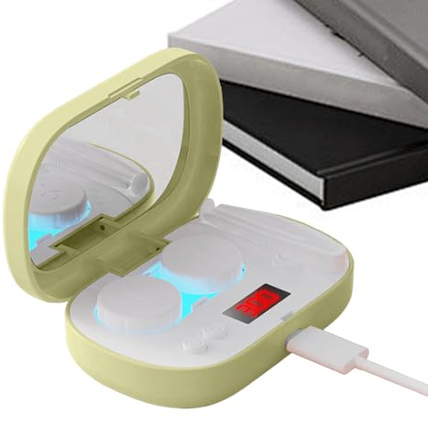 Opdestn Kontaktlinsen Reinigungsgerät - Ultraschall-Schnellreiniger Sanfte Kontaktlinsen mit Aufbewahrungsbehälter - Wiederaufladbare Intelligente Reinigungsbox Mit LED Display Und