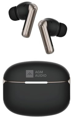 AGM Buds 8 True Wireless Earbuds Bluetooth 5.4 Headphone: Powerful Bass, ENC/ANC Noise Cancelling, Immersive Sound, TWS, 40H Playtime, Comfort Fit for Workouts Music Call (Black)