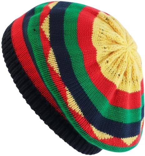 Muteitt Jamaikanische Reggae-Kappe, Bunt, Gestreift, Rasta-mütze, Lässige Baggie-Beanie, Strickmütze Für Männer Und Frauen