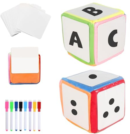 Hojalis Taschenwürfel, 2 Stück Würfel Mit Einstecktaschen, 10 cm DIY Education Spiele Spielwürfel, Schaumstoffwürfel Mit 50 Karte, 8 Stift, Würfel Mit Taschen Für Kindergarten, Vorschule Und Schule
