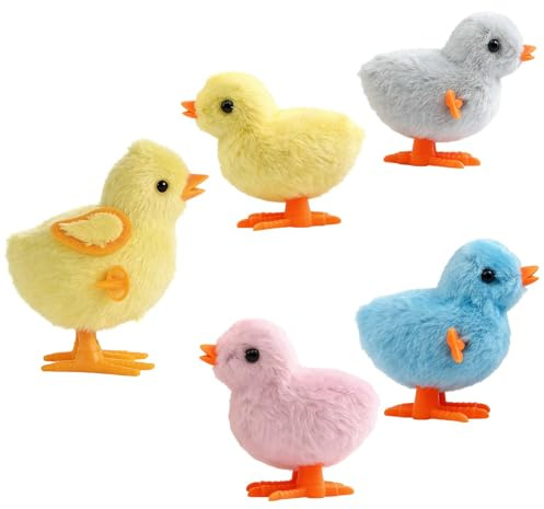 5 Stück Ostern Aufzieh Huhn Spielzeug, Osterdeko Küken Huhn Spielzeug Geschenk Geht für Kleine Junge Und Mädchen, Osterkorb Füllstoffe und Kindergeburtstage küken Spielzeug Oster (Zufällige Farbe)