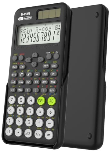 NEWYES Wissenschaftlicher Taschenrechner 401 Funktionen, Schwarz | 991MS Taschenrechner mit Schutzdeckel, Ideal für Gymnasiasten, Studenten & Ingenieure