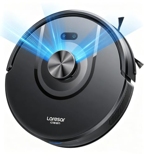 Laresar Clean Aspirateur Robot Laveur LiDAR, Aspiration 10 000 Pa | 200 Min d'autonomie, Navigation LiDAR, Cartes multi-étages, Zone interdite, Évitement d'obstacles, Alexa/App, Poils d'animaux