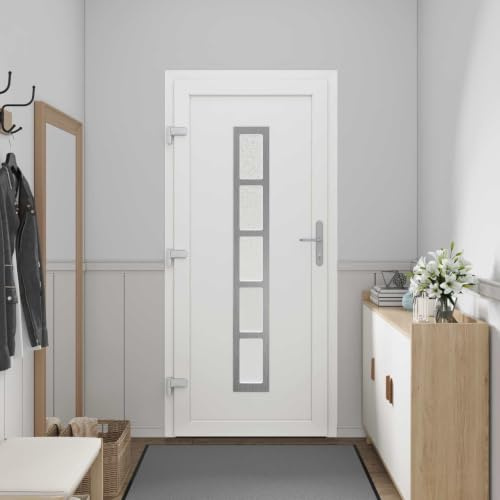 YunCangg Anthrazit PVC Haustür 88 x 200 cm mit Glasflächen, Eingangstür für Innen und Außen, inkl. Scharnieren und Beschlägen, geeignet für Renovierung und Neubau am Haus