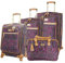 Steve Madden Designer-Gepäckkollektion – 4-teiliges Softside-Koffer-Set, erweiterbar, leicht, Reise-Set mit Tragetasche, 50,8 cm Handgepäck, 61 cm und 71,1 cm Karierter Koffer, dunkelviolett,