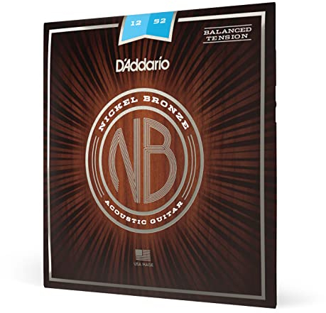 Cuerdas D'Addario para guitarra acústica, níquel bronce, NB1252BT, calibre ligero 12-52, tensión equilibrada, juego de 6 cuerdas, paquete de 1