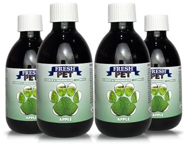 Fresh Pet Disinfectant Deodoriser Artificial Grass Cleaner Eco-Refill | Apple Fragrance - 4x250ml Eco-Refill (makes 4x5L) for Kennels, Catteries, Artificial Grass, Floors, Bedding, Litter Trays