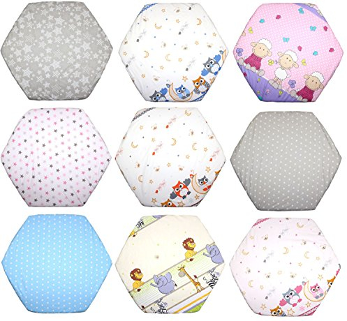 Spannbettlaken für 6-eck Laufgitter Matratze 120x105 cm Baby Kinder Laufstall Baumwolle D8