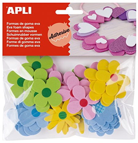 APLI Kids 15140 - Bolsa formas EVA adhesiva estampada formas flor, 40 uds