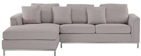 Beliani Modernes Ecksofa Polsterbezug 3 Zierkissen beige rechtsseitig Oslo