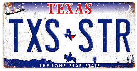 WTF | American Number Plates - Texas | Sticky-Pads - Metal Wall Sign Plaque Art Inspirational