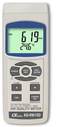 6-in-1 Luftqualität Echtzeit Datenlogger Messgerät CO CO2 O2 Sauerstoff Taupunkt Luftfeuchtigkeit Temperatur Schadstoffmessgerät LQ3