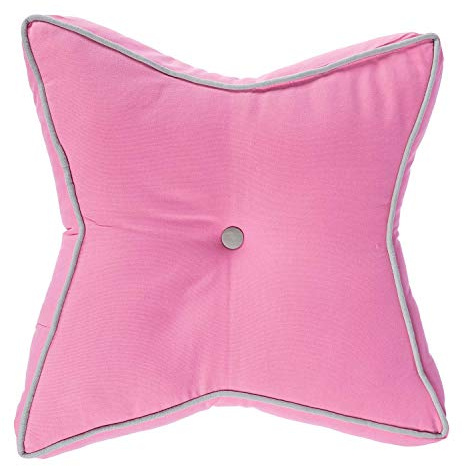 HOMESCAPES Pink and Grey Star Floor Cushion Large Decorative Children’s & Garden Seat Pad, Pre-Filled 100% Cotton Indoor and Outdoor Cushion, 48cm