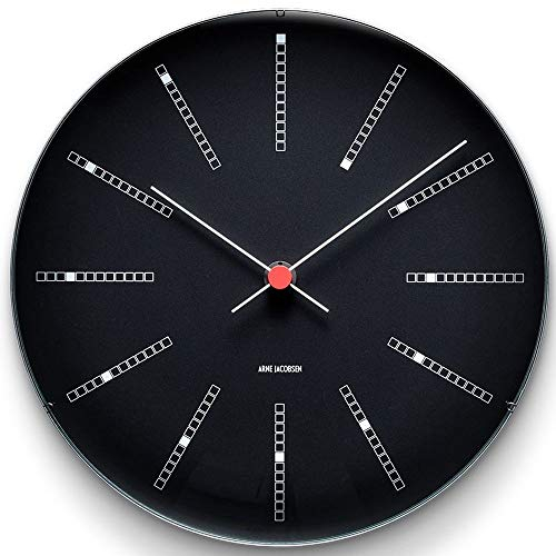 Arne Jacobsen Wanduhr Ø29 cm Bankers Originaldesign Kreative Details, schwarz