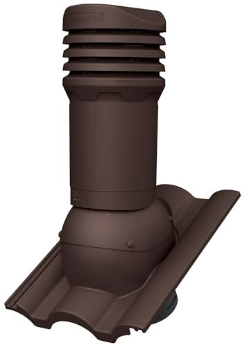 Parotec Entlüftungskamin DN 125 mm passiv für Braas - Taunus Dachziegel Dachentlüftung, Abluftrohr, Lüftungshaube (RAL 8017 - Braun)