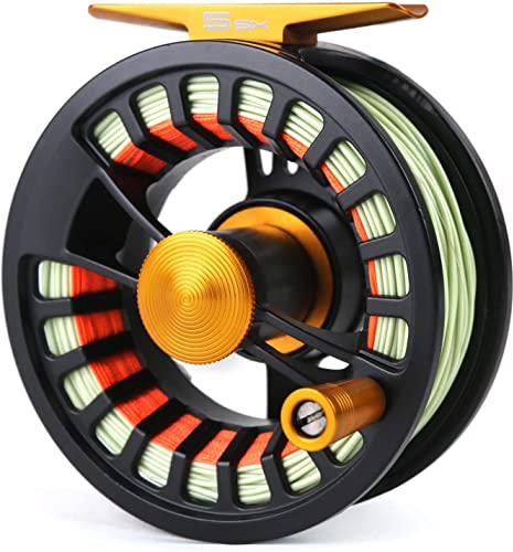 MAXIMUMCATCH Tail Fliegenrolle groß Arbor CNC bearbeitet Aluminum Teflonscheibe Legierungkörper Fliegenfischen Rolle in 5/6 7/8wt (Tail Rolle mit Schnüre, 7/8wt)