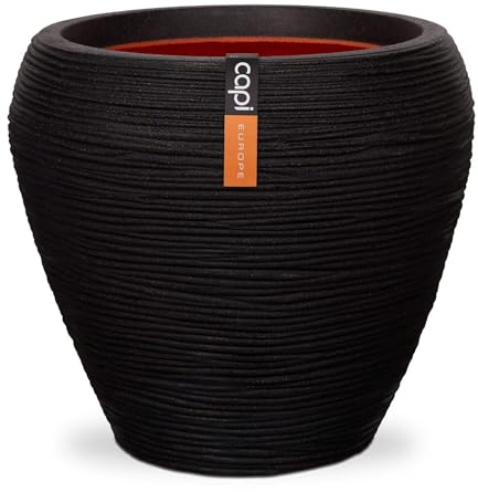 Capi Europe - Gefäß konisch rund Rib NL - 42x38 - Schwarz - Öffnung Ø31 - Blumentopf für den Innen- und Außeneinsatz - KBLR362