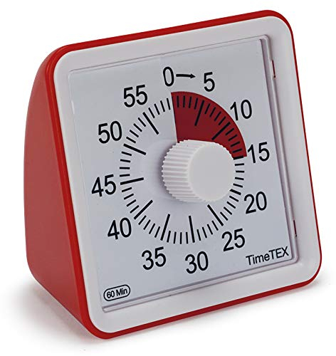 TimeTEX Zeitdauer-Uhr lautlos compact rot - rückwärts laufende Uhr mit roter Scheibe - 61930