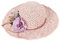 Milya Stroh Faltbarer Sonnenhut mit Breiter Krempe Blumen Strohhut Sommerhut Damenhut Sommer Hut - Ideal für Urlaub am Strand (Pink)
