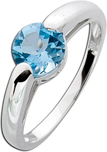 Ch.Abramowicz Blautopas/Solitäring Weißgold 333 facettierter Edelsteinring 19