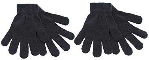 Thingimijigs Ladies Black Thermal Gloves Knitted Thermal Magic Stretch Winter Gloves - 2 Pairs Pack