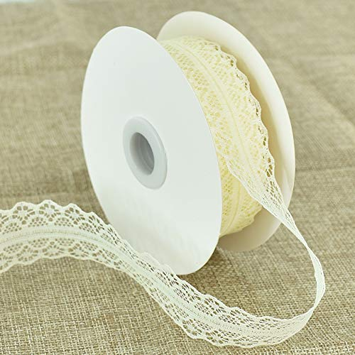TONIFUL Spitzenband, 3 cm x 23 m, cremefarben, elfenbeinfarben, weiß, Vintage-Spitze für Hochzeit, Blume, Nähen, Blumen, Partys, Dekorationen, Geschenkverpackungen