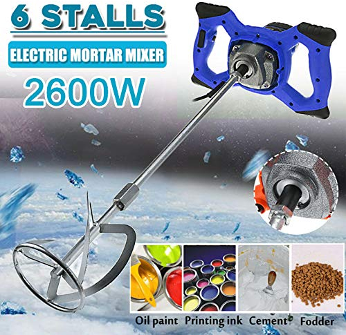 2600W Mörtelmischer Handrührer Rührgerät 6 Variable Geschwindigkeit 120mm DIY Gipsmischer 230V Mischer Beton M14 Rührwerkzeughalterung