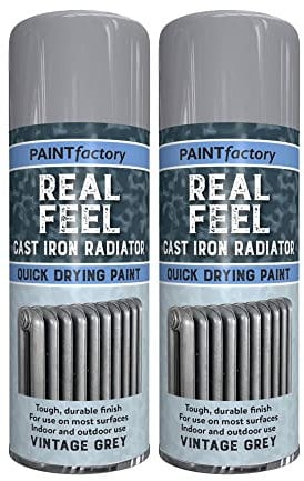 Classic Signature - 2 x Real Feel Vintage Grey Radiator Spray 400ML Spray for Interior & Exterior Tough, Protect Against Rust Durable Finish