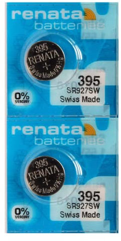 Renata 395 SR927SW Batteries - 1.55V Silver Oxide 395 Watch Battery (2 Count)