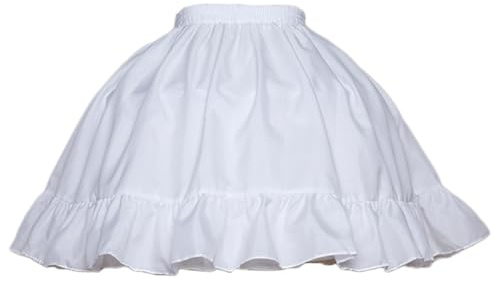 YULUOSHA Women Girls Crinoline Short Petticoat 2 Hoops Victorian Skirt Ball Gown Elastic Waist Underwear Half Slip Underskirt-White
