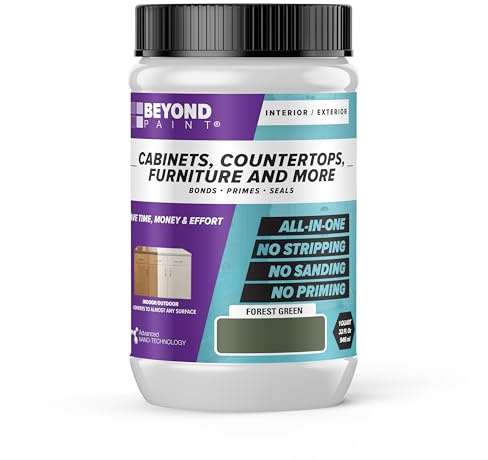 Beyond Paint All-in-One Refinishing Paint, No Sanding, Matte Finish for Cabinets, Countertops, Furniture and Doors, 1 Quart, Forest Green