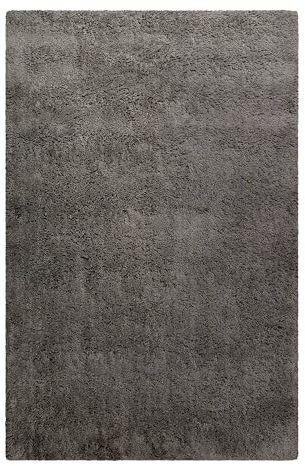 Homie Living Wuscheliger Hochflor Wollteppich für Wohnzimmer, Schlafzimmer und Kinderzimmer - Rossi (90 x 160 cm, grau)