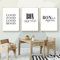 Minimalistisches Good Food Good Mood Bon Leinwand Gemälde Schwarz Weiß Wandkunst Poster Druck Bilder Küche Wohnkultur 15,7x 23,6(40x60cm)x3 Kein Rahmen