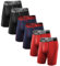 Natural Feelings Sport Boxershorts Herren Unterwäsche Herren Unterhosen mit Eingriff 9in Polyester Boxershorts Lang 6er Pack-Rot/Blau/Schwarz L